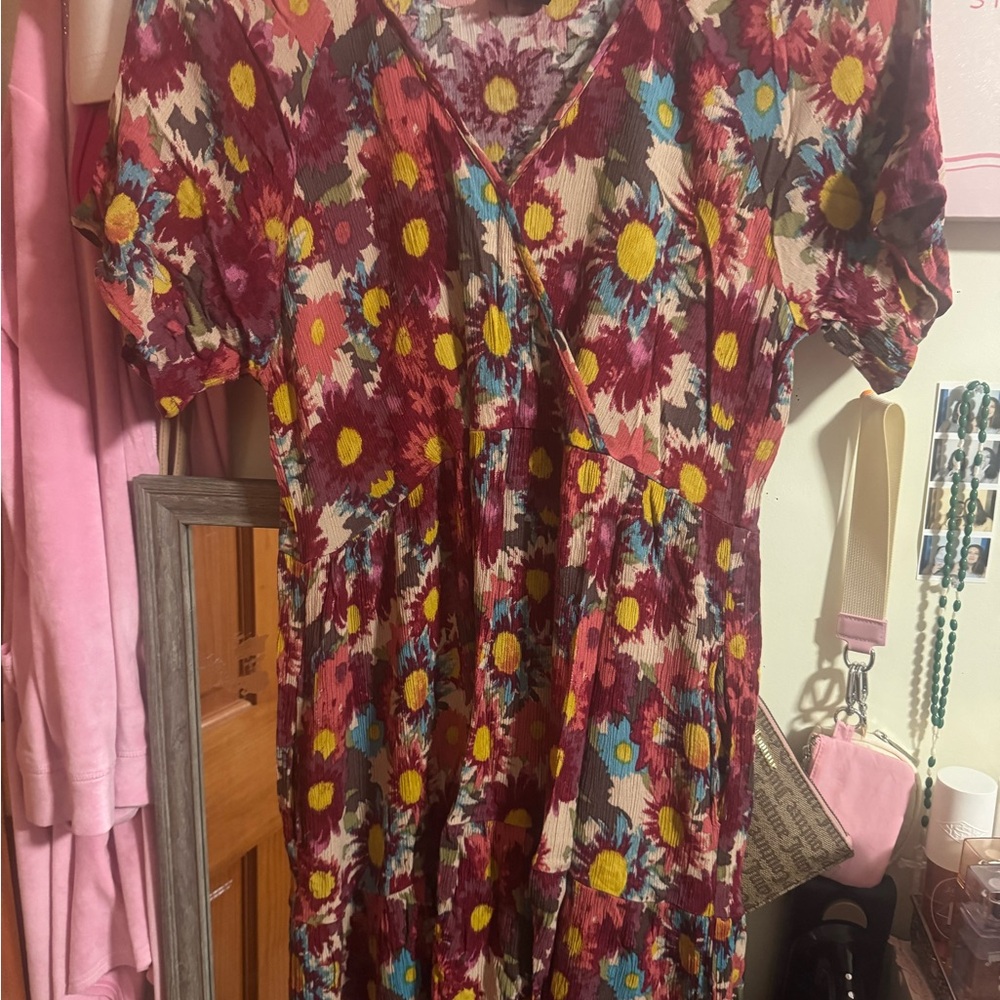 Bobeau Multicolor Floral Wrap Dress